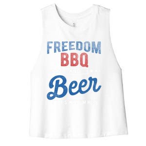 Freedom Bbq And Beer Thats Why In Here Cute Gift Women's Racerback Cropped Tank