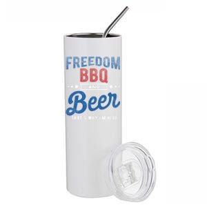 Freedom Bbq And Beer Thats Why In Here Cute Gift Stainless Steel Tumbler