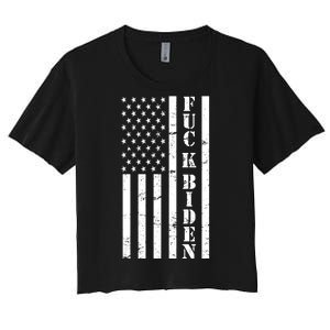 Fuck Biden American Flag Women's Crop Top Tee