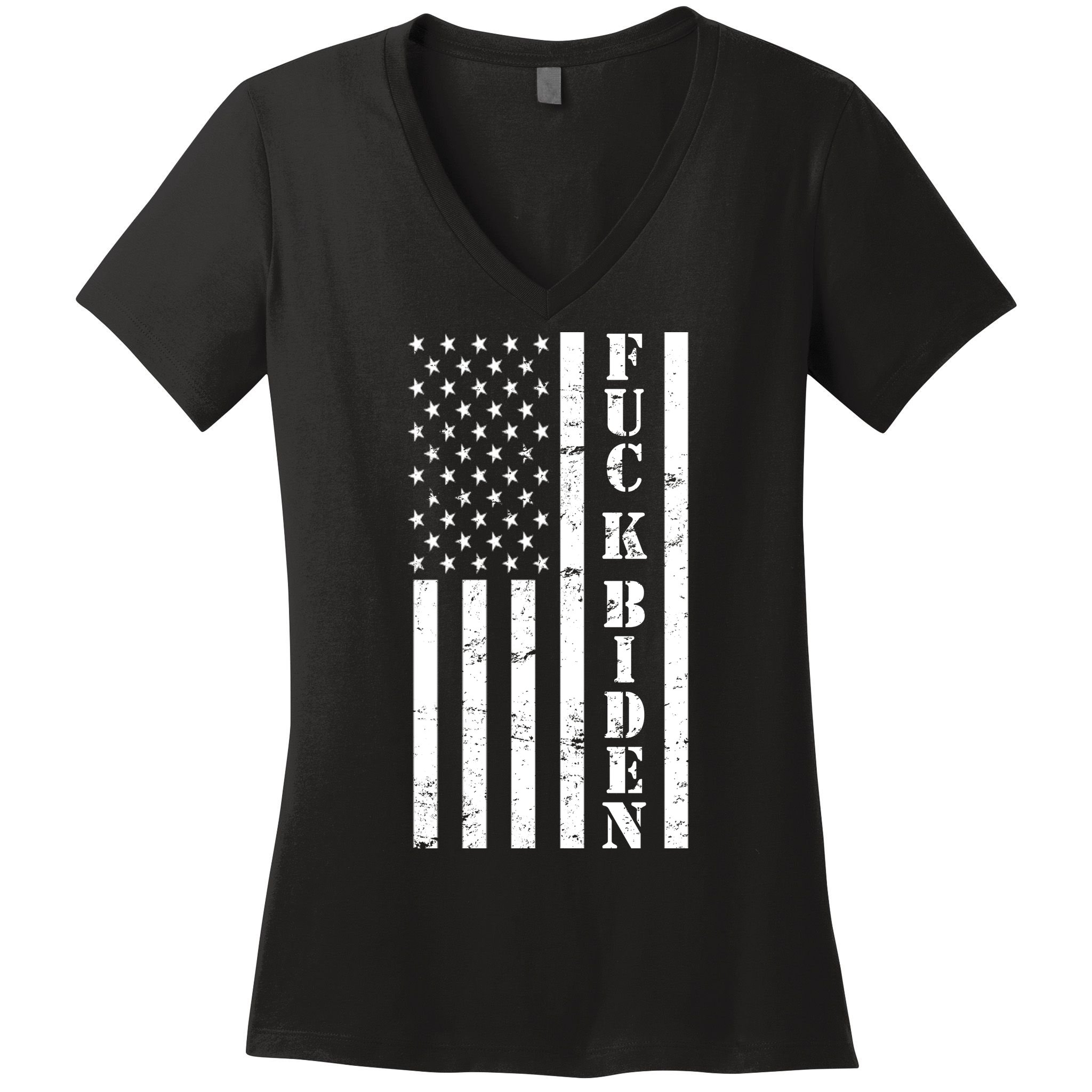 Fuck Biden American Flag Women's V-Neck T-Shirt