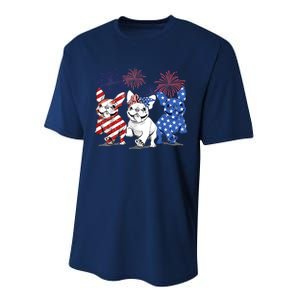 French Bulldog American Flag Frenchie 4th Of July Firework Performance Sprint T-Shirt