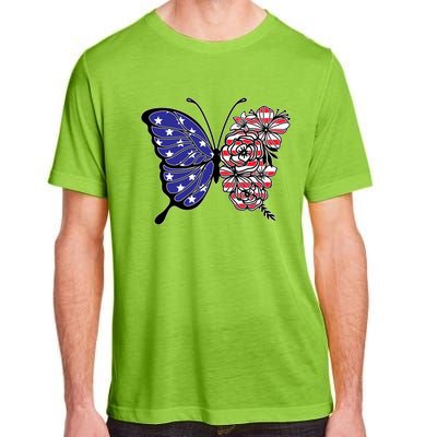 Floral Butterfly American Flag 4th Of July Gift Adult ChromaSoft Performance T-Shirt