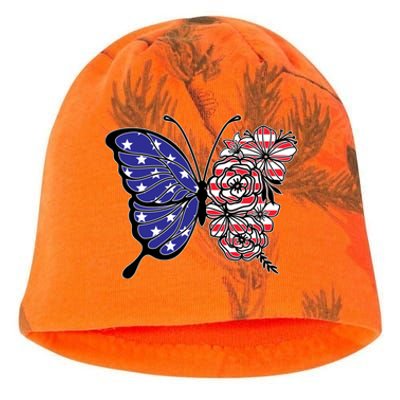 Floral Butterfly American Flag 4th Of July Gift Kati - Camo Knit Beanie