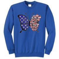 Floral Butterfly American Flag 4th Of July Gift Sweatshirt