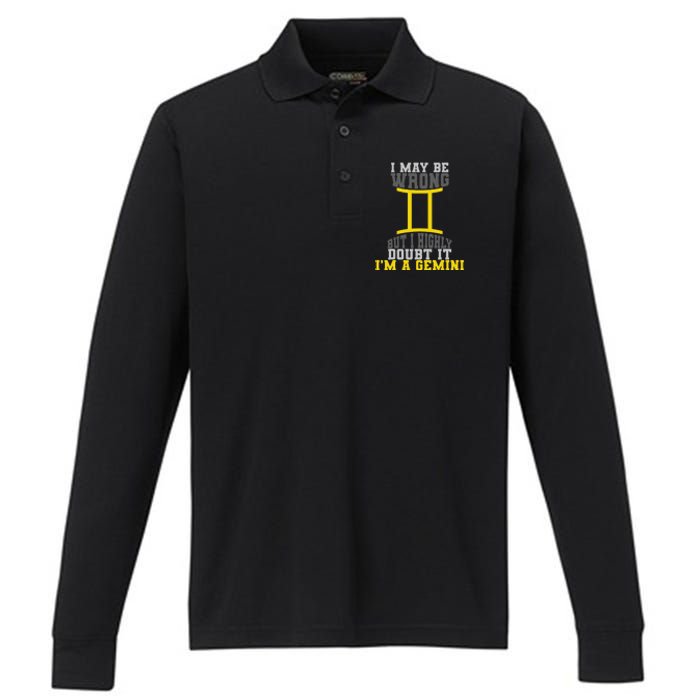 Funny Best Are Born As Gemini Performance Long Sleeve Polo