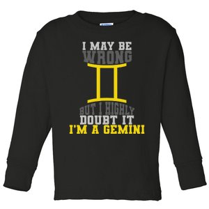 Funny Best Are Born As Gemini Toddler Long Sleeve Shirt