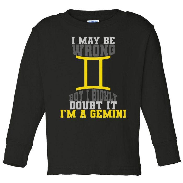 Funny Best Are Born As Gemini Toddler Long Sleeve Shirt