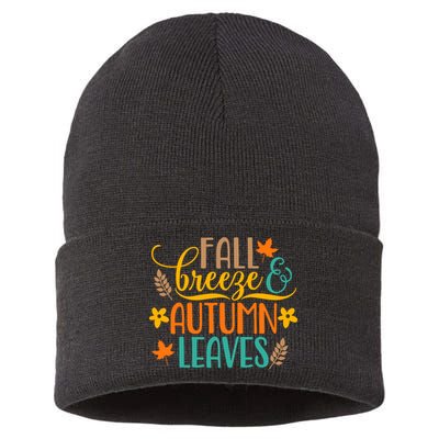 Fall Breeze Autumn Leaves Sustainable Knit Beanie