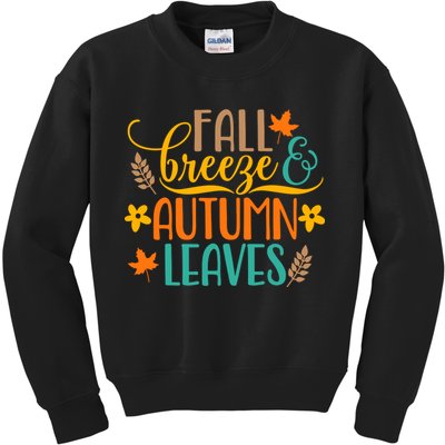 Fall Breeze Autumn Leaves Kids Sweatshirt