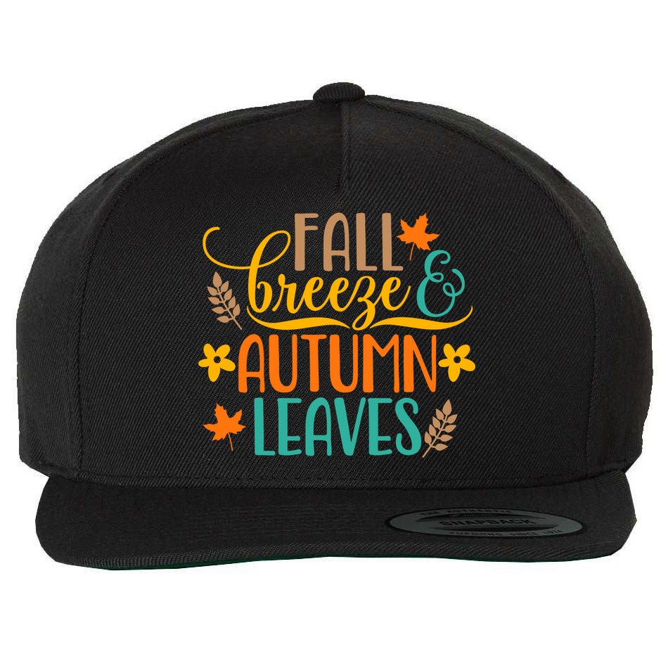 Fall Breeze Autumn Leaves Wool Snapback Cap