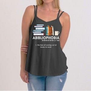 Funny Bookworm Abibiliophobia Librarian Book Nerd Reading Gift Women's Strappy Tank