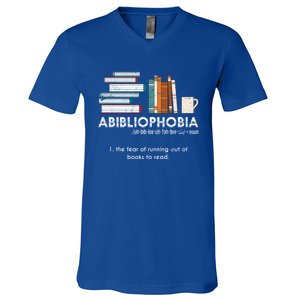 Funny Bookworm Abibiliophobia Librarian Book Nerd Reading Gift V-Neck T-Shirt