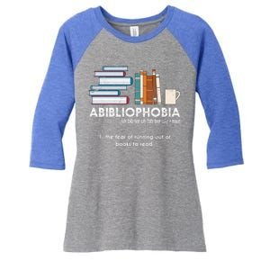 Funny Bookworm Abibiliophobia Librarian Book Nerd Reading Gift Women's Tri-Blend 3/4-Sleeve Raglan Shirt