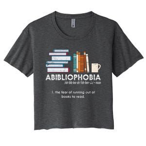 Funny Bookworm Abibiliophobia Librarian Book Nerd Reading Gift Women's Crop Top Tee