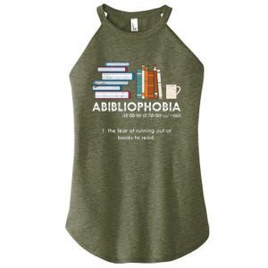 Funny Bookworm Abibiliophobia Librarian Book Nerd Reading Gift Women's Perfect Tri Rocker Tank