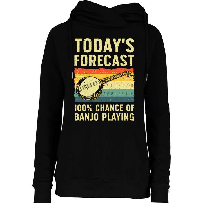 Funny Banjo Art For Women Bluegrass Instrument Player Womens Funnel Neck Pullover Hood