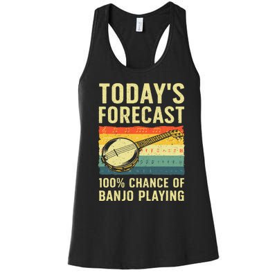 Funny Banjo Art For Women Bluegrass Instrument Player Women's Racerback Tank