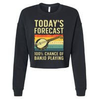 Funny Banjo Art For Women Bluegrass Instrument Player Cropped Pullover Crew