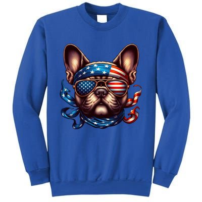 French Bulldog American Usa Flag Sunglasses 4th Of July Great Gift Sweatshirt