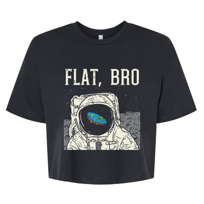 Flat Bro Astronaut Space Funny Earth Conspiracy Theory Gift Bella+Canvas Jersey Crop Tee