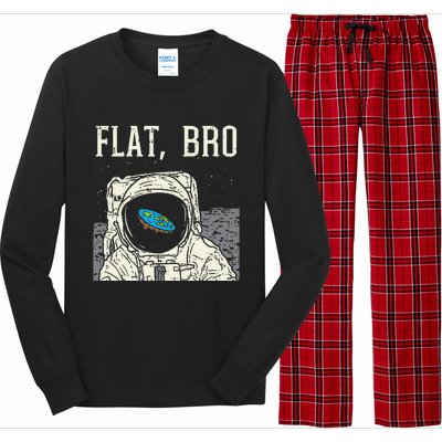 Flat Bro Astronaut Space Funny Earth Conspiracy Theory Gift Long Sleeve Pajama Set