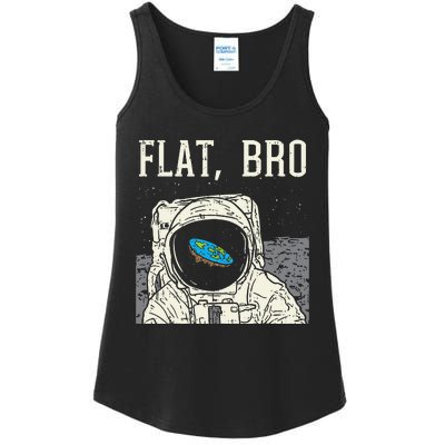 Flat Bro Astronaut Space Funny Earth Conspiracy Theory Gift Ladies Essential Tank