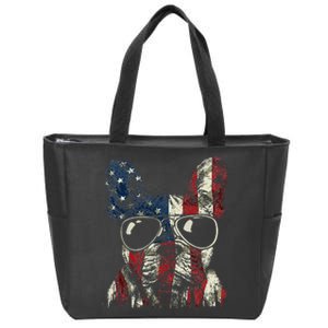 French Bulldog American USA Flag 4th Of July Frenchie Zip Tote Bag