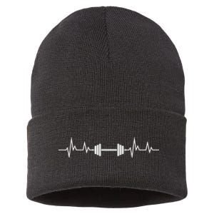 Funny Barbell Art Funny Gift For Men Women Weightlifting Sport Clothing Gift Sustainable Knit Beanie