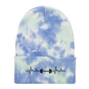 Funny Barbell Art Funny Gift For Men Women Weightlifting Sport Clothing Gift Tie Dye 12in Knit Beanie