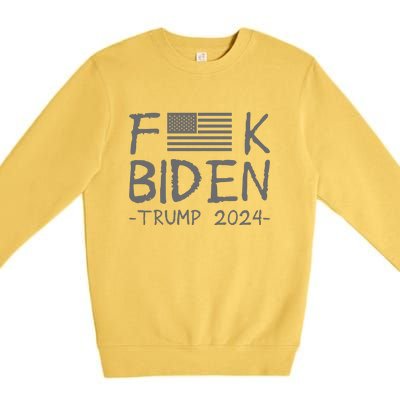 Fuck Biden American Flag Donald Trump 2024 Grey Premium Crewneck Sweatshirt