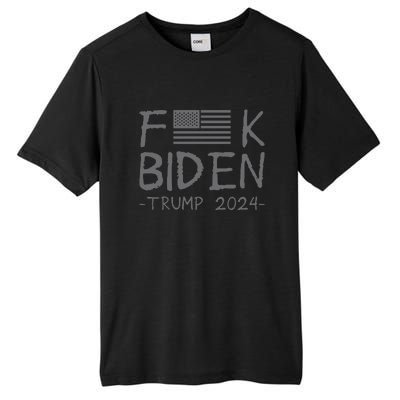 Fuck Biden American Flag Donald Trump 2024 Grey Tall Fusion ChromaSoft Performance T-Shirt