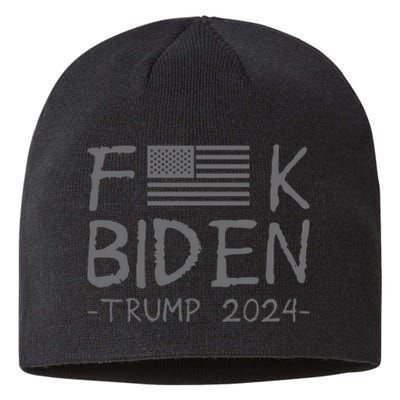 Fuck Biden American Flag Donald Trump 2024 Grey Sustainable Beanie