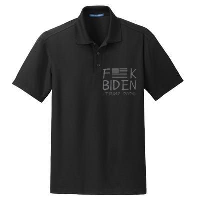 Fuck Biden American Flag Donald Trump 2024 Grey Dry Zone Grid Polo