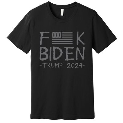 Fuck Biden American Flag Donald Trump 2024 Grey Premium T-Shirt