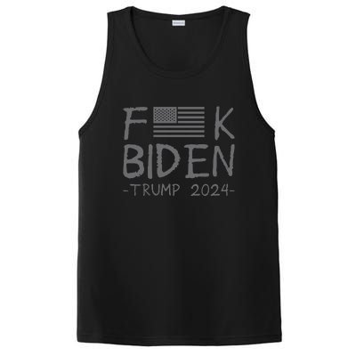 Fuck Biden American Flag Donald Trump 2024 Grey PosiCharge Competitor Tank