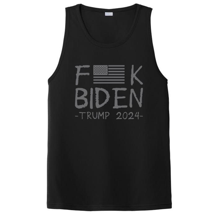 Fuck Biden American Flag Donald Trump 2024 Grey PosiCharge Competitor Tank