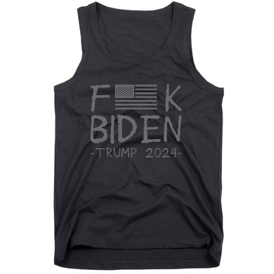 Fuck Biden American Flag Donald Trump 2024 Grey Tank Top