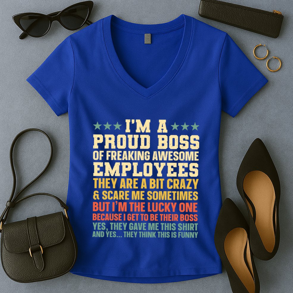 Funny Boss Art Dad Mom Boss Appreciation Day Cute Gift Women's V-Neck T-Shirt