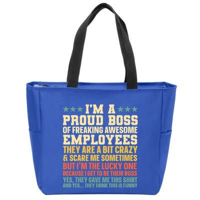 Funny Boss Art Dad Mom Boss Appreciation Day Cute Gift Zip Tote Bag