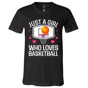 Funny Basketball Art For Women College Basketball Lover V-Neck T-Shirt