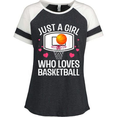 Funny Basketball Art For Women College Basketball Lover Enza Ladies Jersey Colorblock Tee