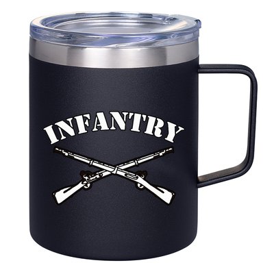 Fort Benning Army Infantry Crossed Rifles 12oz Stainless Steel Coffee Mug