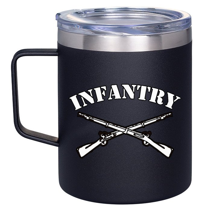Fort Benning Army Infantry Crossed Rifles 12oz Stainless Steel Coffee Mug