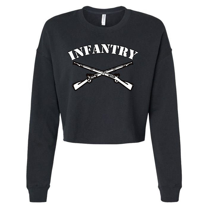 Fort Benning Army Infantry Crossed Rifles Cropped Pullover Crew