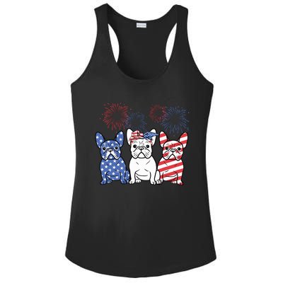 French Bulldog American Flag 4th Of July Independence Day Ladies PosiCharge Competitor Racerback Tank