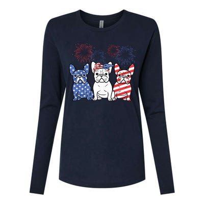 French Bulldog American Flag 4th Of July Independence Day Womens Cotton Relaxed Long Sleeve T-Shirt