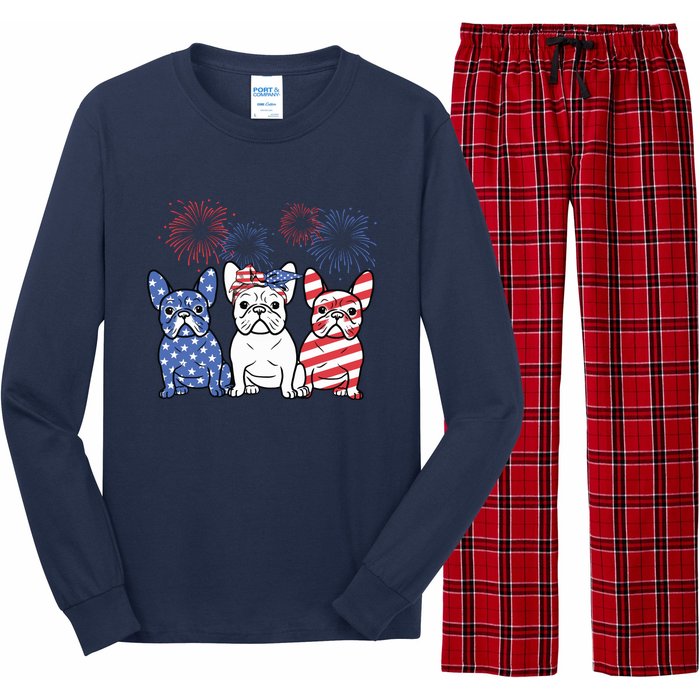 French Bulldog American Flag 4th Of July Independence Day Long Sleeve Pajama Set