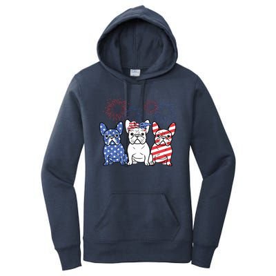 French Bulldog American Flag 4th Of July Independence Day Women's Pullover Hoodie