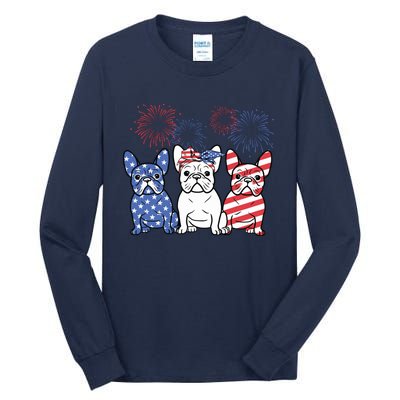 French Bulldog American Flag 4th Of July Independence Day Tall Long Sleeve T-Shirt