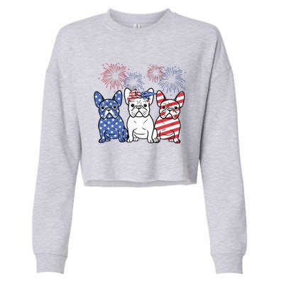 French Bulldog American Flag 4th Of July Independence Day Cropped Pullover Crew